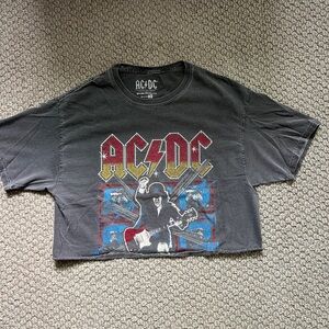 AC/DC Cropped Grey T-Shirt